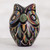 Chulucanas Ceramic Owl Figurine in Green from Peru 'Green Chulucanas Sentinel'