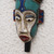 Handmade African Wood Mask in Blue from Ghana 'Benevolent Emiyi'