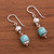 Sterling Silver and Recon. Turquoise Dangle Earrings 'Brilliance of the Ocean'