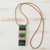 Striped Glass and Leather Pendant Necklace from Brazil 'Horizon Threads'