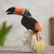 Multicolor Bird Onyx Jasper Gemstone Sculpture 'Toucan Dines'