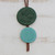 Green Glass and Leather Pendant Necklace from Brazil 'Green Eclipse'