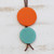 Orange and Blue Glass and Leather Pendant Necklace 'Orange Eclipse'