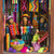 Colorful Wood and Ceramic Retablo of Weavers at Market 'Colorful Marketplace'