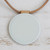 White Fused Glass Disc Pendant Brown Leather Cord Necklace 'Rising Moon'