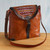 Hand Crafted Orange Leather Shoulder Bag with Wool Accent 'Solari'