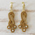 Brazilian Golden Grass Dangle Earrings with Rhinestones 'Whimsical'