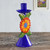 Hand Painted Floral Metal Candlestick 'Andean Flora in Royal'