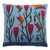Blue Floral Wool Cushion Cover from Peru 'Birds and Flowers in Sky Blue'