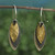 Modern Silver Earrings with 22k Gold from Mexico 'Turning Leaves'