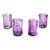 Set of 4 Purple Blown Glass Mezcal Shot Glasses from Mexico 'Lilac Mist'