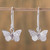 Fair Trade Taxco Silver Butterfly Dangle Earrings 'Monarch Butterfly'