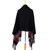 Handwoven Black Zapotec Rebozo Shawl with Multicolor Motifs 'Zapotec Night Blues'