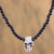 Sterling Silver and Lava Stone Skull Necklace from Mexico 'Skull Between the Stones'