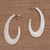 Brushed Sterling Silver Half Hoop Post Earrings 'Elliptical Orbit'