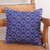 Handwoven Navy and White Brocade Cotton Cushion Cover 'Sky Lattice'