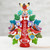 Hand-Painted Floral Ceramic Dove Tree Sculpture in Red 'Majestic Tree in Red'
