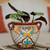 Talavera Style Russet Rim Floral Ceramic Flowerpot Urn 'Sunlit Stroll'