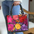 Floral Cotton Accent Leather Handbag from Mexico 'Bouquet of Flowers'