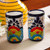 Hand-Painted Floral Ceramic Tumblers from Mexico Pair 'Raining Flowers'