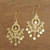 18k Gold Plated Sterling Silver Chandelier Earrings 'Gold Peacock Feather'