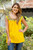 Handwoven Saffron Cotton Sleeveless Blouse from Mexico 'Marigold Summer'