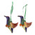 Artisan Crafted Ceramic Hummingbird Ornaments Pair 'Elegant Hummingbirds'