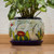 Handcrafted Ceramic Flower Pot with Cactus Images 'Mexican Memories'