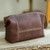 Unisex Brown Leather Toiletry Case 'Open Road in Brown'
