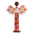 Hand Carved and Painted Colorful Floral Angel Wood Statuette 'Love and Guidance in Red'