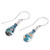 Blue and Pink Art Glass Dangle Earrings from Costa Rica 'Rain of Color'