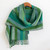 Green and Turquoise Handwoven Guatemalan Cotton Shawl 'Cooling Country Breeze'