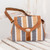 Striped Shoulder Bag in Leather and Cotton 'Guatemalan Honey'