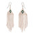 White and Turquoise Beaded Long Earrings ''