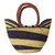 Artisan Crafted Purple Striped Raffia Basket Tote Bag 'Bawku Blue-Violet'