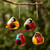 Set of 4 Dried Gourd Bird Ornaments from Peru 'Rainbow Songbirds'