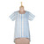 Block Printed White Cotton Top with Light Blue Stripe Detail 'Waves of Blue'