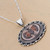 Peruvian Mate Gourd Pendant Necklace 'Sunflower Butterfly'