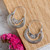 Women's Floral Sterling Silver Hoop Earrings 'Floral Crescent'