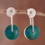 Modern Sterling Silver Chrysocolla Dangle Earrings 'Magic Circle'