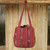 Hand Woven Red Ikat Style Cotton Shoulder Bag with Pockets 'Orient Red'