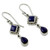 Lapis Lazuli and Sterling Silver Earrings Handmade in India 'Queen of Diamonds'