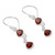 Polished Silver Dangle Earrings with Pear Shaped Garnets 'Mystical Femme'