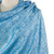 Artisan Crafted Blue Rayon Blend Shawl with Floral Motif 'Mandarin Sky'