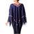 Dark Blue Wool Poncho with Pastel Flower Embroidery 'Royal Garden'