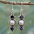 Iolite and Cultured Pearl Sterling Silver Dangle Earrings 'Lunar Allure'