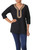 Black Cotton Indian Tunic with Bright Abstract Embroidery 'Sumptuous Ebony'
