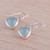 Sterling Silver and Aqua Chalcedony Dangle Earrings 'Gleaming Pyramids'