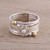 Cultured Pearl and Sterling Silver Meditation Spinner Ring 'Luminous Floral'