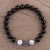 Onyx and Howlite Beaded Stretch Bracelet from India 'Dark Berries'